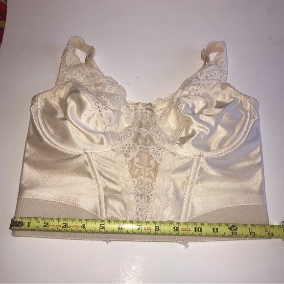 Vintage Va Bien Bustier Lace Underwire Bra Boned Corset Size 38C Beige - Picture 7 of 8